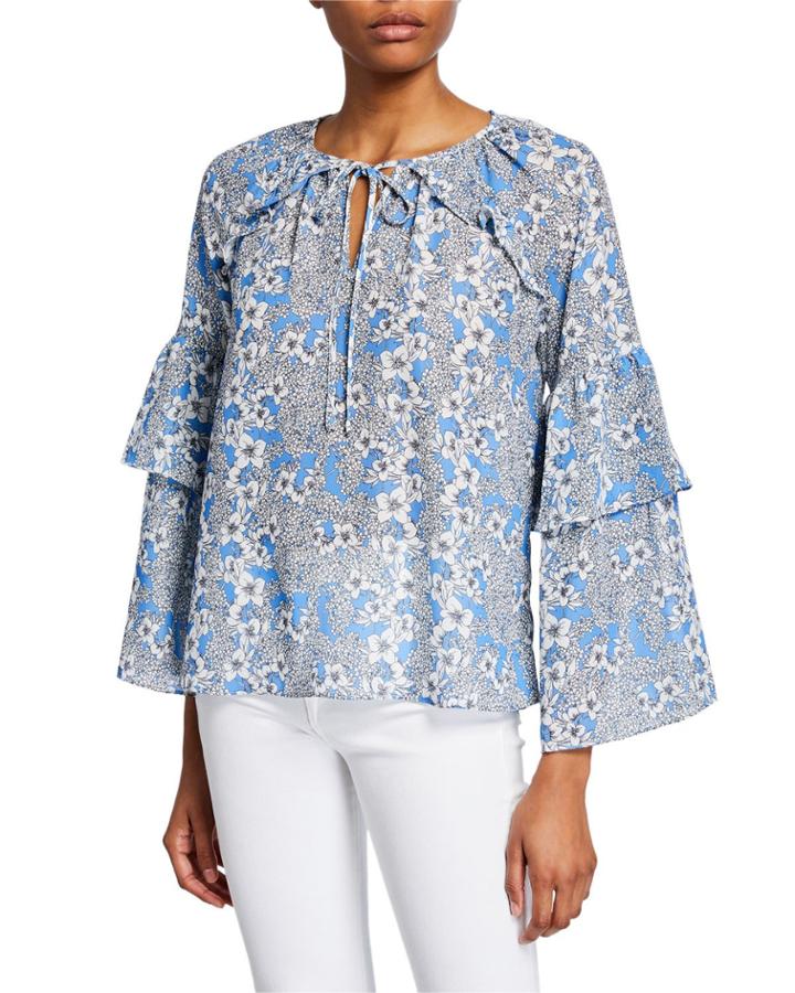 Floral Tiered-sleeve Blouse
