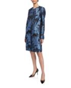 Jewel-neck Jacquard Evening Coat