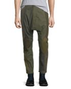 Patchwork Twill Dropped-inseam Pants