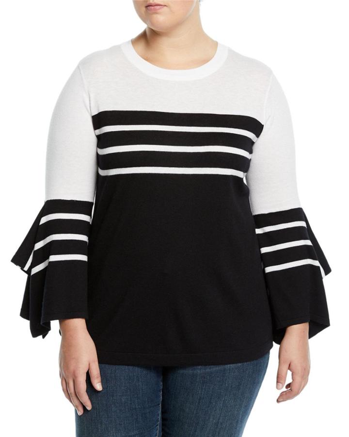 Colorblocked Handkerchief-sleeve Sweater,