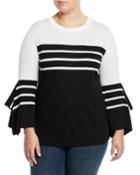Colorblocked Handkerchief-sleeve Sweater,