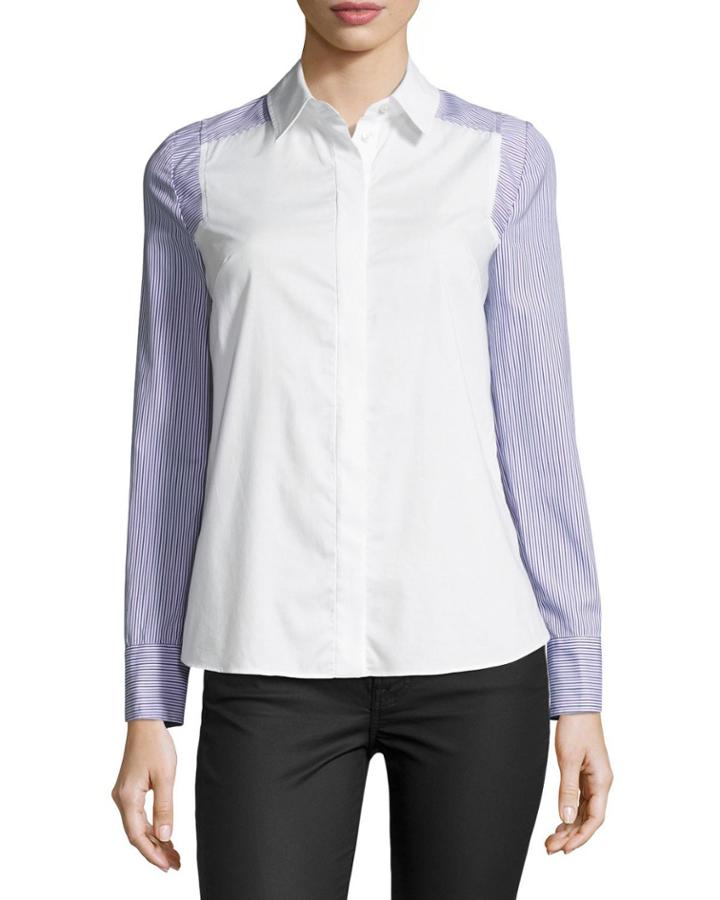 Taylor Long-sleeve Button-front Striped