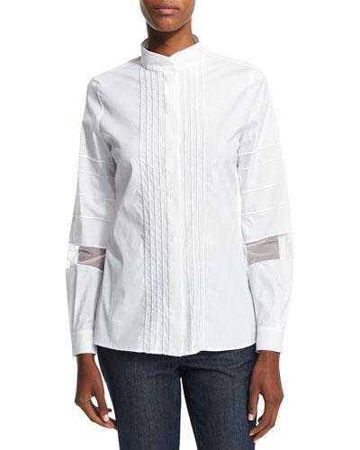 Long-sleeve Embroidered-stripe