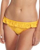 Eyelet Lace Ruffle Classic Bikini Bottom, Yellow