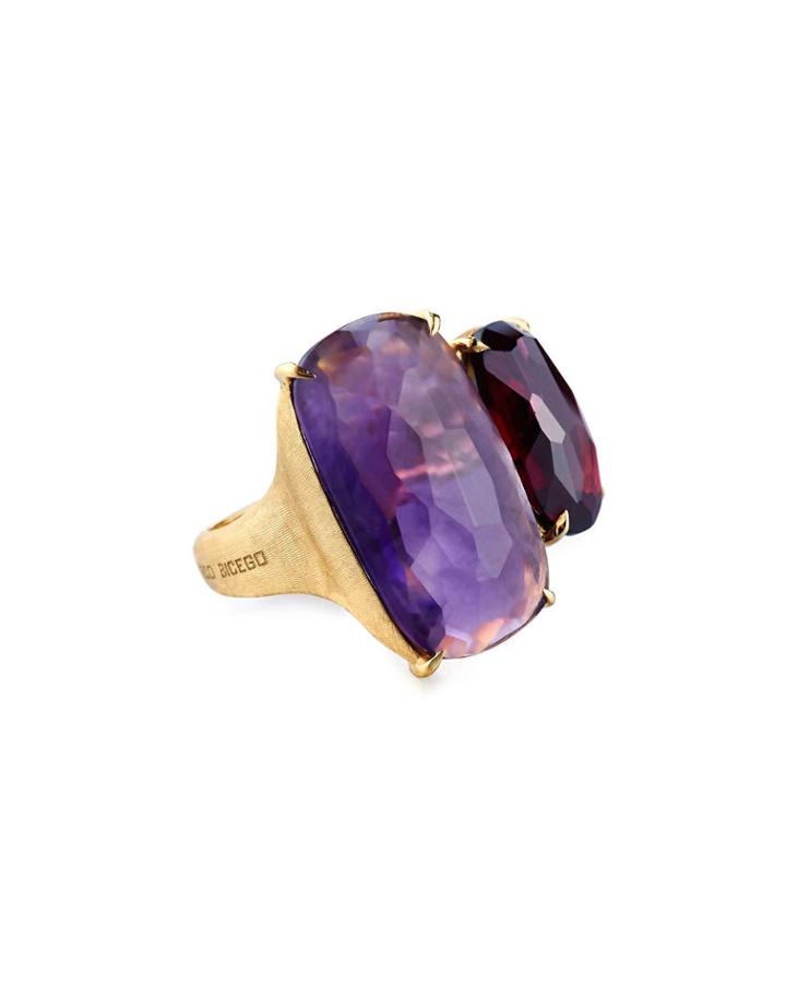 Murano 18k Gold Amethyst & Rhodolite Cocktail Ring