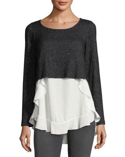 Mixed-media High-low Ruffle
