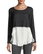 Mixed-media High-low Ruffle