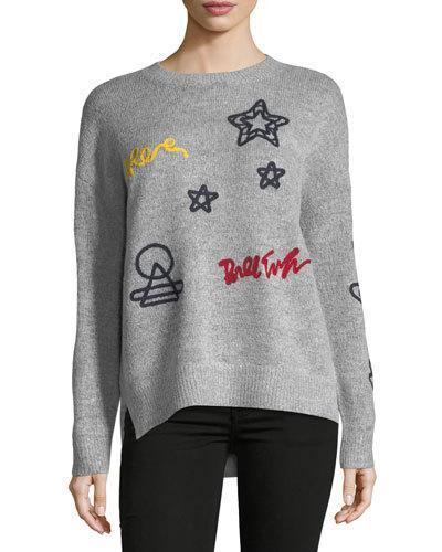 Embroidered Heather-knit