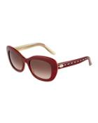 Square Plastic Sunglasses, Burgundy