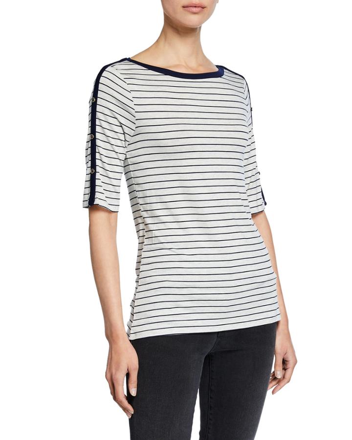 Striped Half-sleeve Top