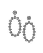 Industrial Finish Large Pave Oval Drop Earrings