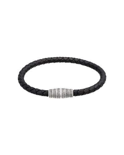 Men's Braided Leather Magnetic Bracelet, Black