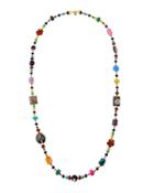 Long Beaded Fire Agate Necklace