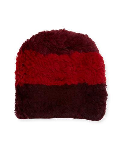 Knitted Rabbit Fur Beanie Hat
