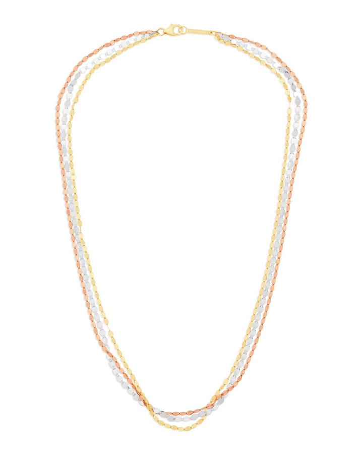 14k Tricolor Gold Triple-strand Necklace