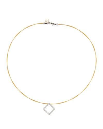 Open Diamond Pendant Necklace, Yellow Golden