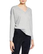 Drop-shoulder V-neck Top