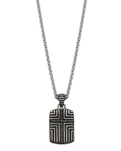 Men's Bedeg Black Sapphire Cross Dog Tag Necklace,