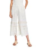 Aster Scallop-edge Eyelet Wide-leg Line Ankle Pants