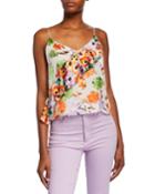 Lavonia Floral Asymmetric Draped Ruffle Tank