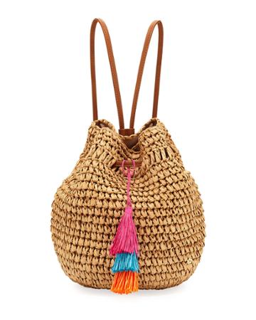Crochet Backpack With Multicolor Tassel