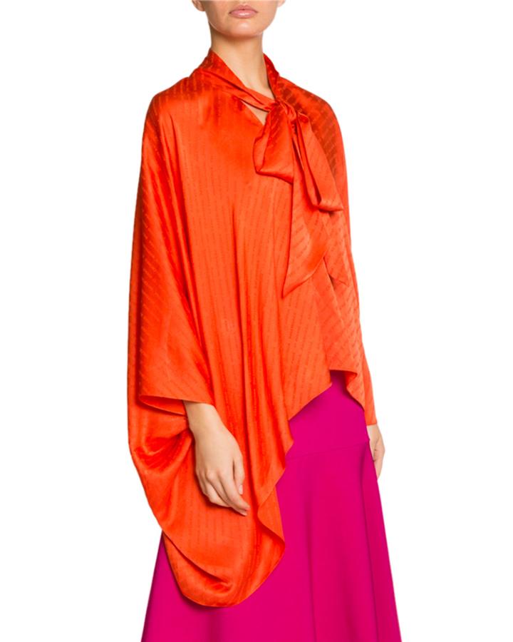 Montaigne Draped Vareuse Logo Blouse, Orange