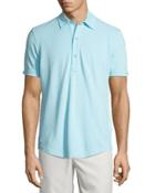 Short-sleeve Pique Polo Shirt, Turquoise