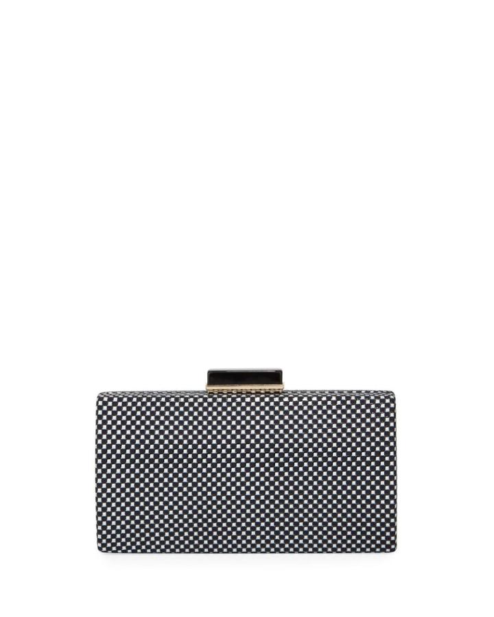 Checkered Faux-leather Minaudiere Box Bag