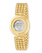 33mm Eon Reversible-bezel Watch W/ Beaded Bracelet, Golden