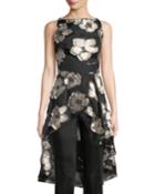 Shimmer-floral Jacquard Dress-back Blouse