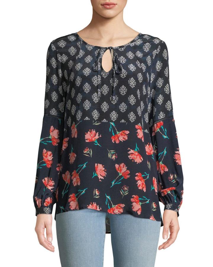 Plus Size Elise Tie-neck Floral-print Blouse