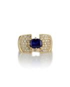 Estate 18k Yellow Gold Sapphire & Diamond Ring,