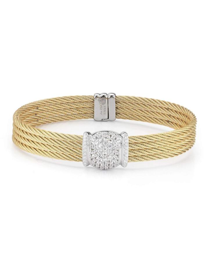 18k Multi-row Diamond & Sapphire Cable Bracelet, Yellow