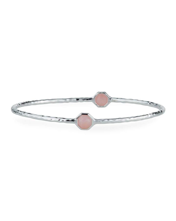 Octagon 2-stone Bangle In Pink Opal