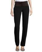 Wide-leg Pants W/crepe Panel, Black