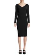 Ribbed V-neck Long-sleeve
