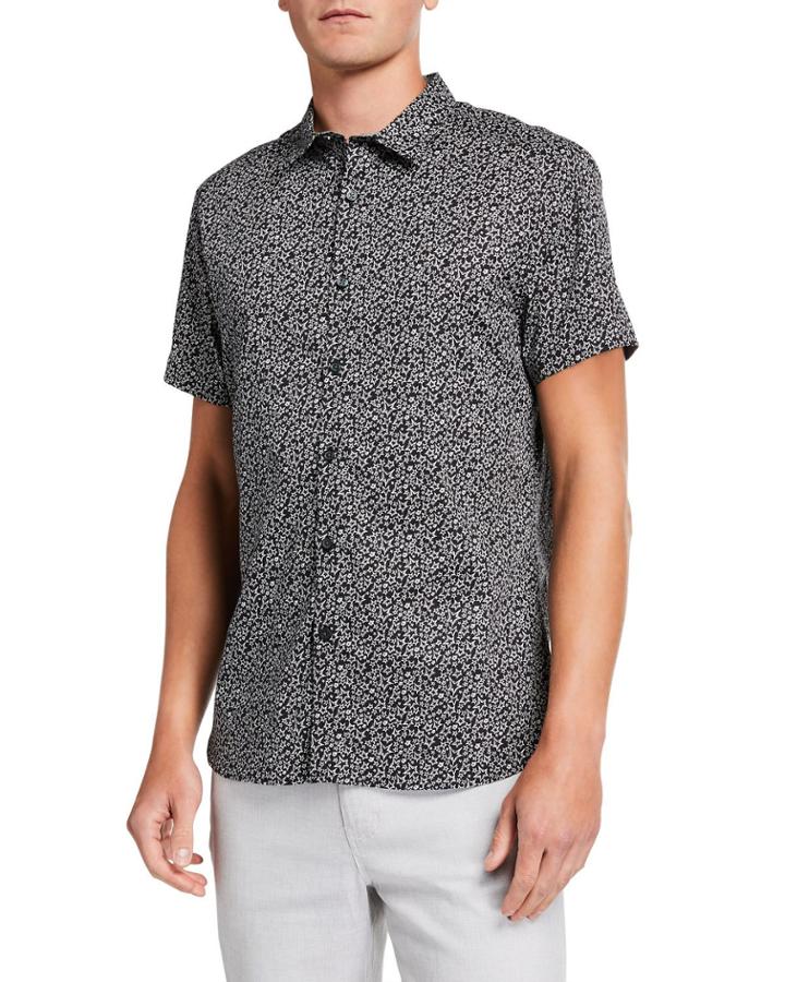Men's Star-print Short-sleeve Button-down