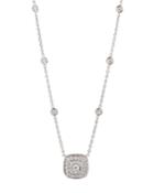 18k White Gold Diamond Double-square Pendant Necklace