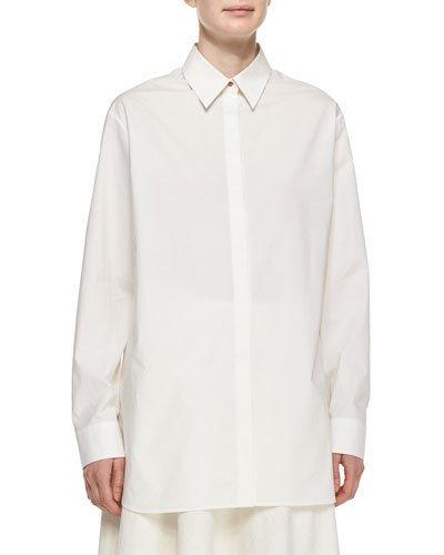 Long-sleeve Oversized Button Blouse