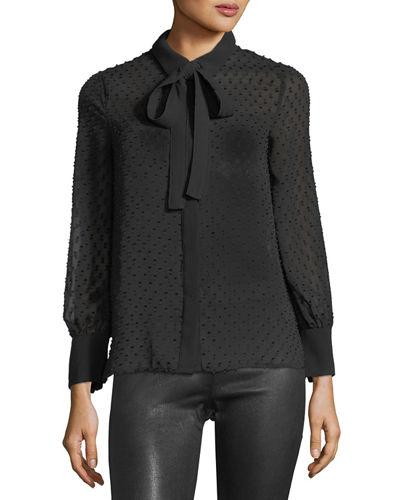 Tie-neck Semisheer Blouse