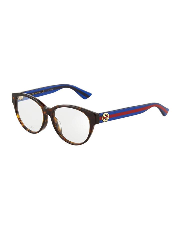 Round Glitter-stripe Acetate Optical Glasses
