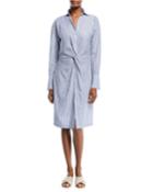 Stripe Shirt Dress W/ Twist Front