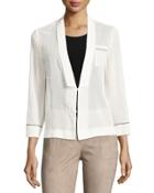 Monili Bead-trim Cotton Organza Blazer