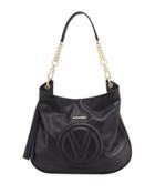Penelope Dollaro Leather Hobo Bag, Black