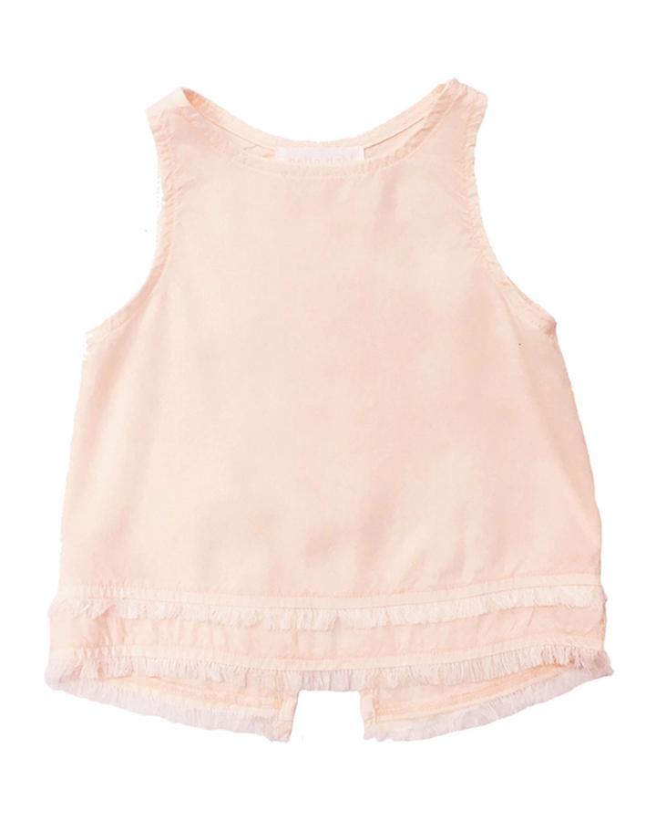 Frayed Split Back Hem Tank Top,