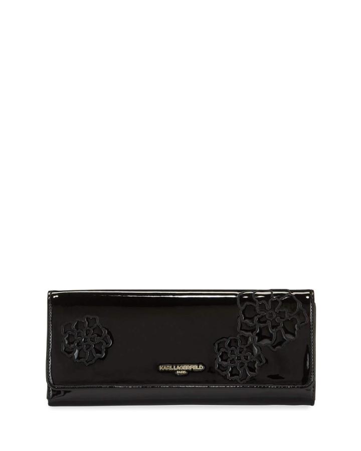 Viola Patent Leather Floral Clutch Bag