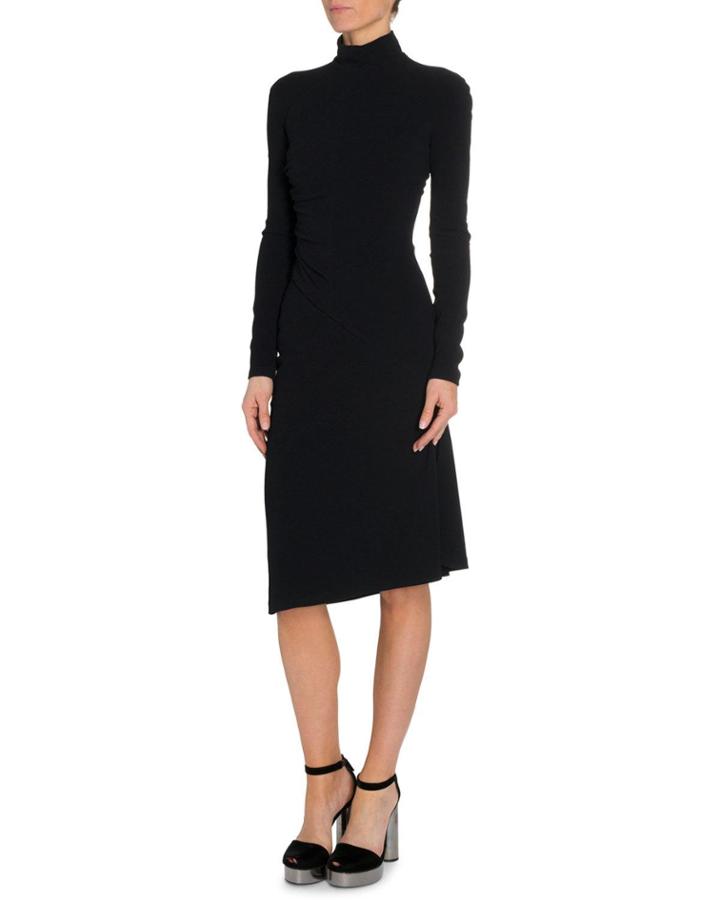 Shirred Side Turtleneck Dress