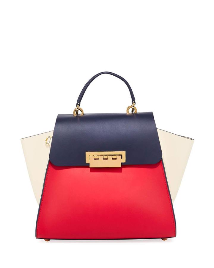 Eartha Colorblock Top Handle Bag, Bright Red