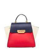 Eartha Colorblock Top Handle Bag, Bright Red
