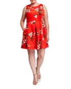 Plus Size Floral-print Sleeveless Fit-&-flare Dress